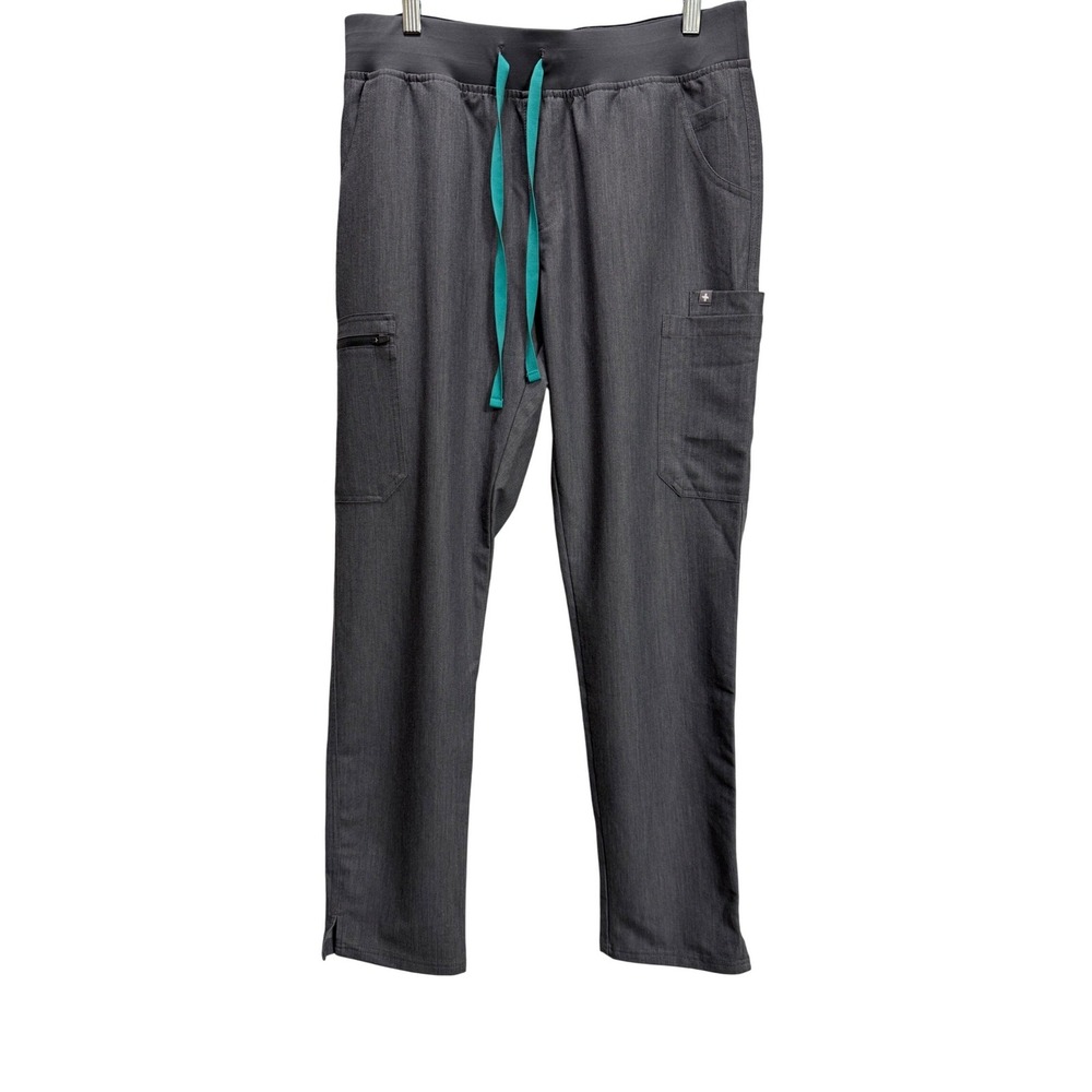 FIGS Scrub Pants Women Medium Gray EUC Technical Collection W21SW2019 Teal Ties